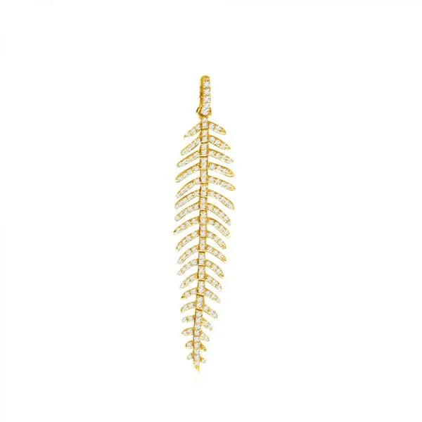14K Yellow Gold Diamond Feather Fashion Pendant Ambassador Diamond Jewelers Tucson, AZ