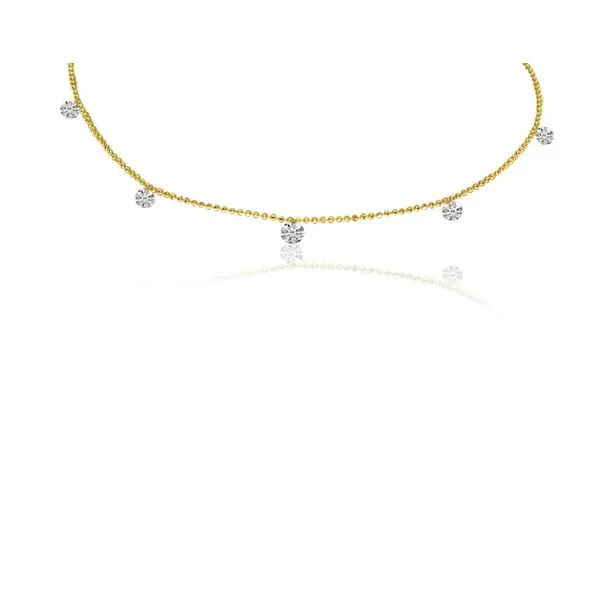 14K Yellow Gold 5 Stone Pierced Diamond Dashing Diamond By the Yard Neckace Rox Atlanta Jewelers Decatur, GA