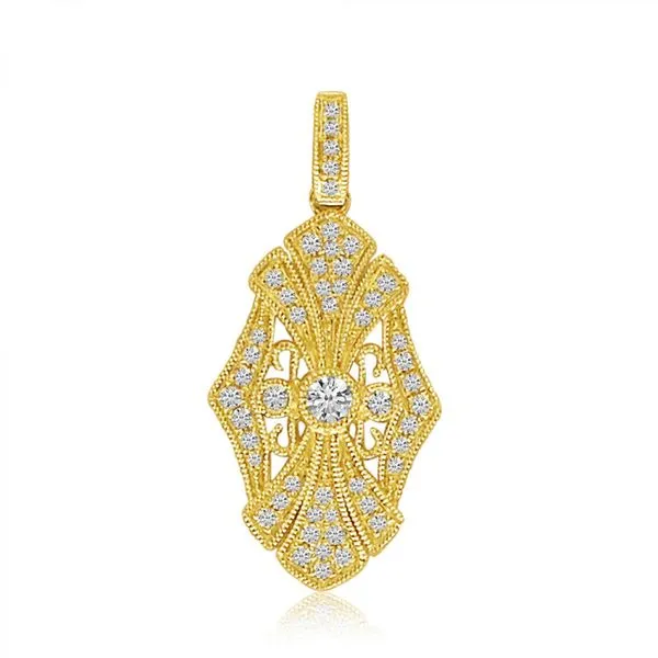 14K Yellow Gold Art Deco Diamond Fashion Pendant Ambassador Diamond Jewelers Tucson, AZ