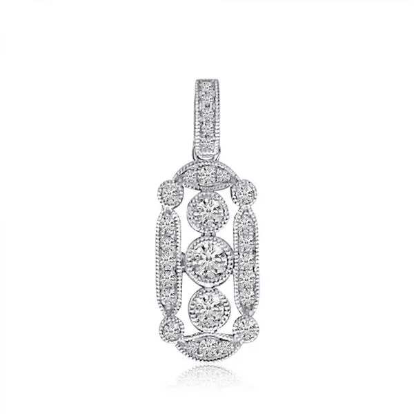 14K White Gold 3 Stone Antique Diamond Fashion Pendant Ambassador Diamond Jewelers Tucson, AZ