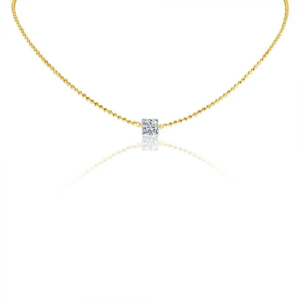 14K Yellow Gold Single Pierced Princess Diamond Dashing Diamond Necklace Ambassador Diamond Jewelers Tucson, AZ