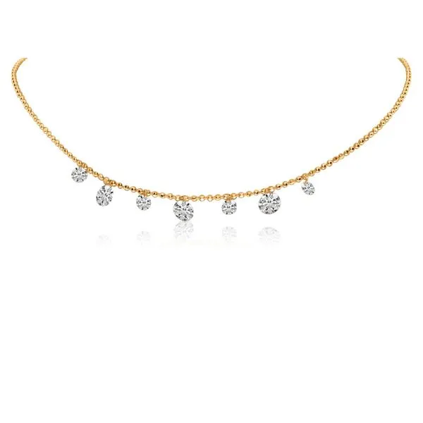 14K Rose Gold Dashing Diamond 7 stone Diamond By the Yard 18 Necklace