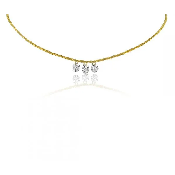 14K Yellow Gold 3 Diamond .45 ct Dashing Diamond 18 inch Cable Chain Necklace Clater Jewelers Louisville, KY