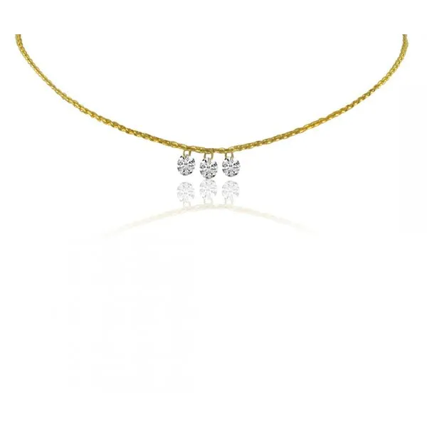 14K Yellow Gold Dashing Diamond 3 Stone Cable Chain Necklace Ambassador Diamond Jewelers Tucson, AZ