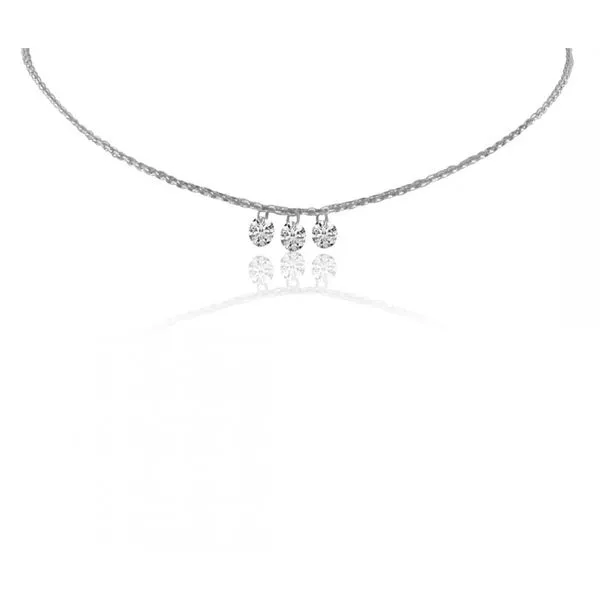 14K White Gold 3 Diamond .45 ct Dashing Diamond 18 inch Cable Chain Necklace Davidson Jewelers East Moline, IL
