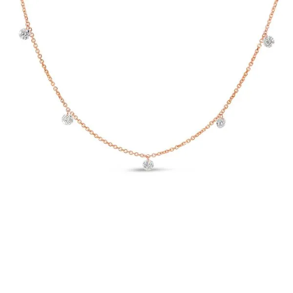 14K Rose Gold 5 Diamond .50 ct Dashing Diamond 18 inch Cable Chain Necklace Rox Atlanta Jewelers Decatur, GA