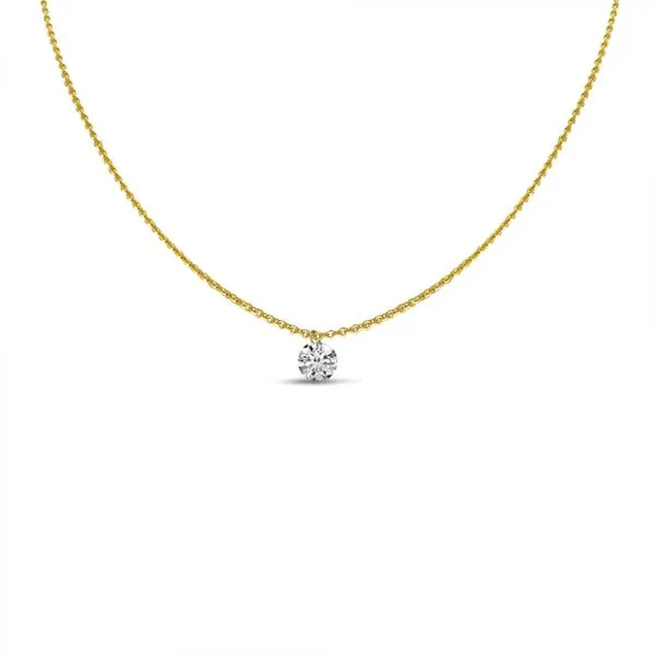 14K Yellow Gold Dashing Diamond Single Diamond Adjustable 22 inch Cable Necklace Ambassador Diamond Jewelers Tucson, AZ