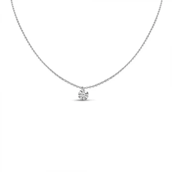 14K White Gold Dashing Diamond Single Diamond Adjustable 22 inch Cable Necklace Ambassador Diamond Jewelers Tucson, AZ