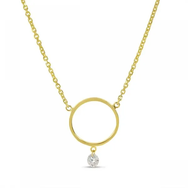 14K Yellow Gold Dashing Diamond Circle Necklace Woelk's House of Diamonds Russell, KS