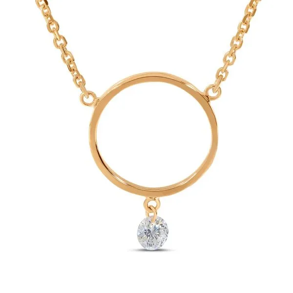 14K Rose Gold Dashing Diamond Circle 18 inch Cable Necklace Ambassador Diamond Jewelers Tucson, AZ