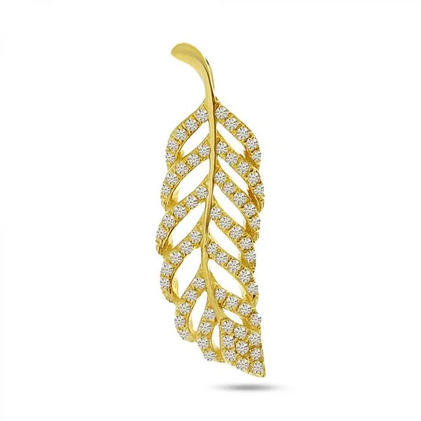 14K Yellow Gold Small Diamond Leaf Pendant Ambassador Diamond Jewelers Tucson, AZ