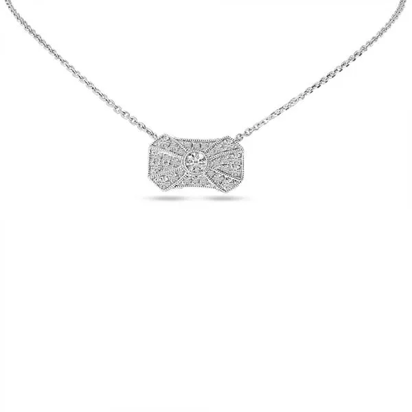 14K White Gold Art Deco Diamond 18^ Necklace Woelk's House of Diamonds Russell, KS
