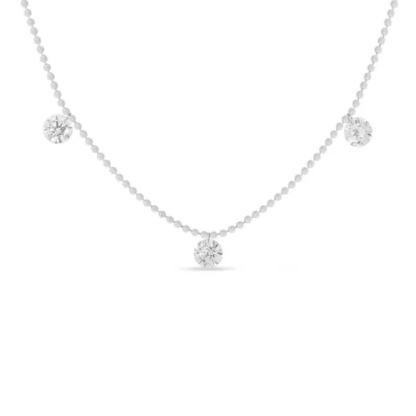 14K White Gold 3 Diamond .75 ct Dashing Diamond 18 inch Bead Chain Necklace Ambassador Diamond Jewelers Tucson, AZ