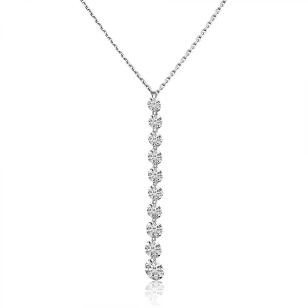 14K White Gold Graduated Dashing Diamond Drop Cable Chain Necklace Ambassador Diamond Jewelers Tucson, AZ