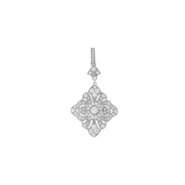 14K White Gold Art Deco Diamond Pendant Ambassador Diamond Jewelers Tucson, AZ