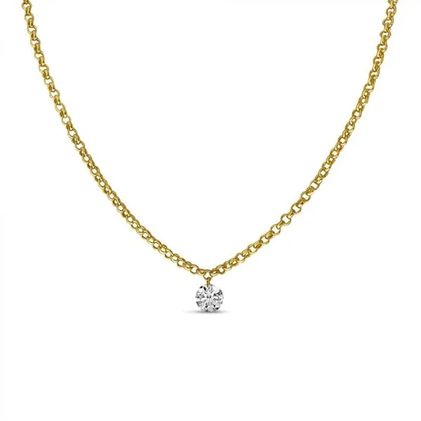 14K Yellow Gold .15 Single Dashing Diamond 18 inch Rolo Chain Necklace Clater Jewelers Louisville, KY