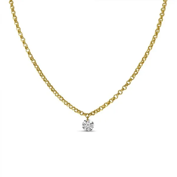 14K Yellow Gold .15 Single Dashing Diamond 16 inch Rolo Chain Necklace Clater Jewelers Louisville, KY