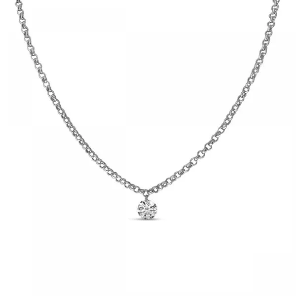 14K White Gold Single .15 ct Pierced Diamond Dashing Diamond Necklace Ambassador Diamond Jewelers Tucson, AZ