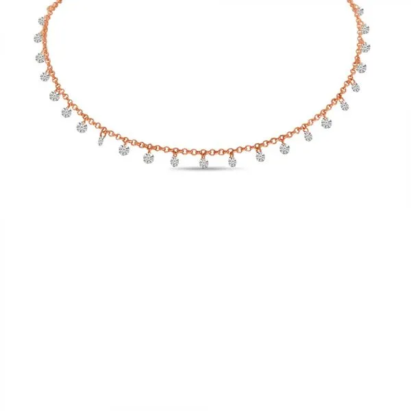14K Rose Gold Dashing Diamond 24-Stone 1.20 ct 18 inch Rolo Necklace Rox Atlanta Jewelers Decatur, GA