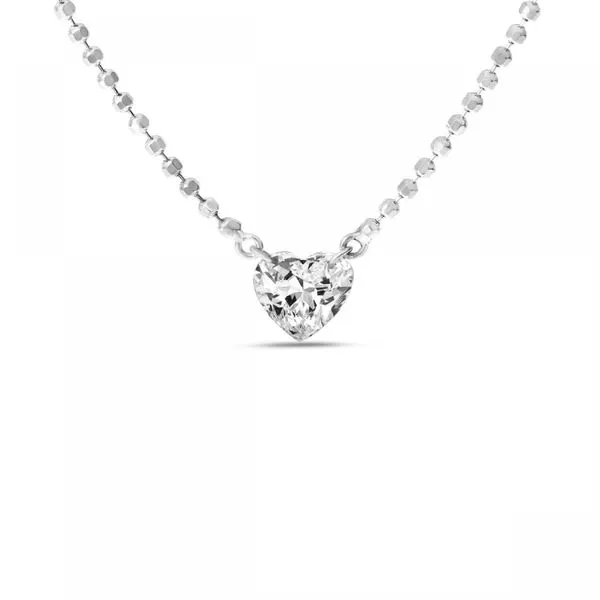 14K White Gold .34 ct Single Heart Dashing Diamond 18 inch Bead Necklace Dahlkemper's Jewelry Connection Erie, PA