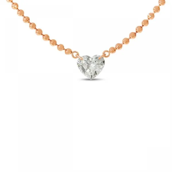 14K Rose Gold .35 ct Single Heart Dashing Diamond 18 inch Bead Necklace Ambassador Diamond Jewelers Tucson, AZ