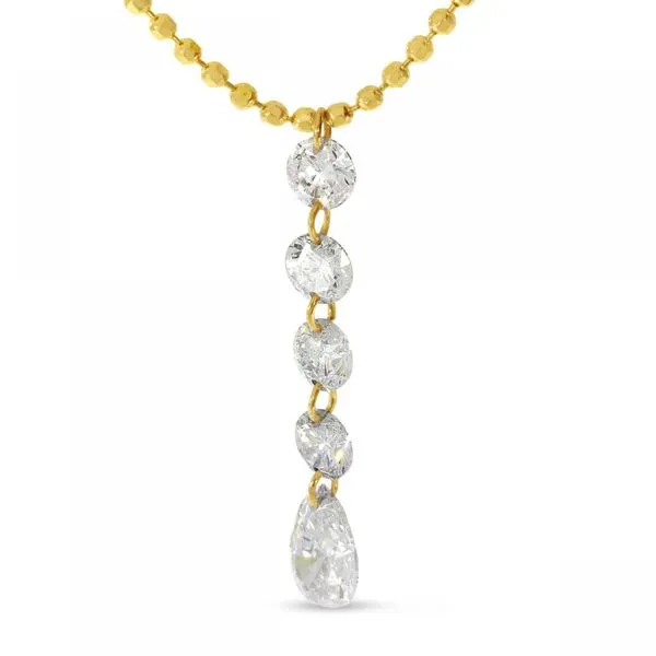 14K Yellow Gold Round/Pear .54 ct Dashing Diamond Drop 18 inch Bead Necklace Jimmy Smith Jewelers Decatur, AL