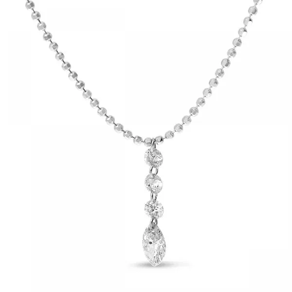 14K White Gold Round/Marquise .37 ct Dashing Diamond 18 inch Bead Necklace Moseley Diamond Showcase Inc Lexington, SC