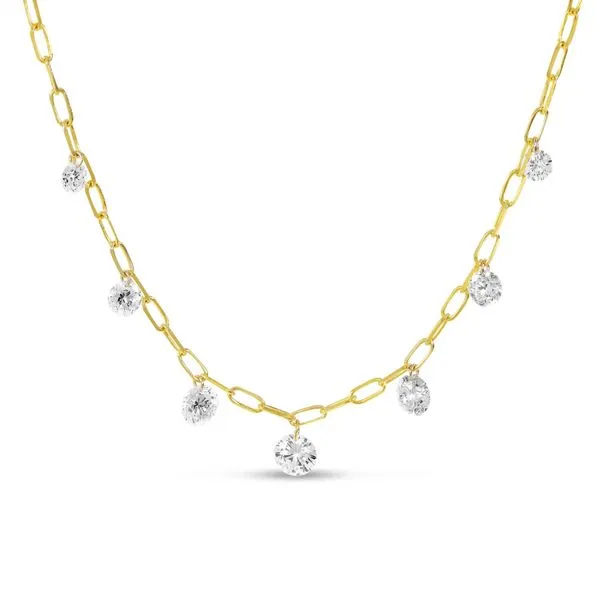 14K Yellow Gold Graduated Dashing Diamond Paperclip Chain Necklace Ambassador Diamond Jewelers Tucson, AZ