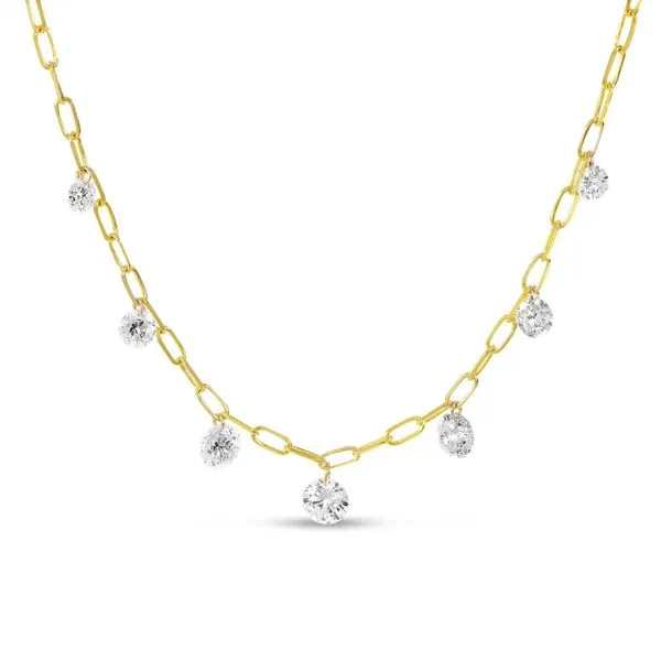 14K Yellow Gold Graduated Dashing Diamond Paperclip Chain Necklace Image 2 Ambassador Diamond Jewelers Tucson, AZ