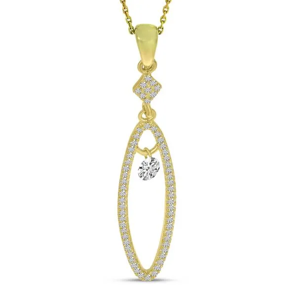 14K Yellow Gold Dashing Diamond Long Oval Dangle Pendant Ambassador Diamond Jewelers Tucson, AZ