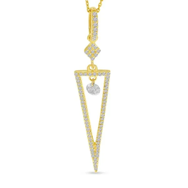14K Yellow Gold Dashing Diamond Triangle Dangle Pendant Ambassador Diamond Jewelers Tucson, AZ
