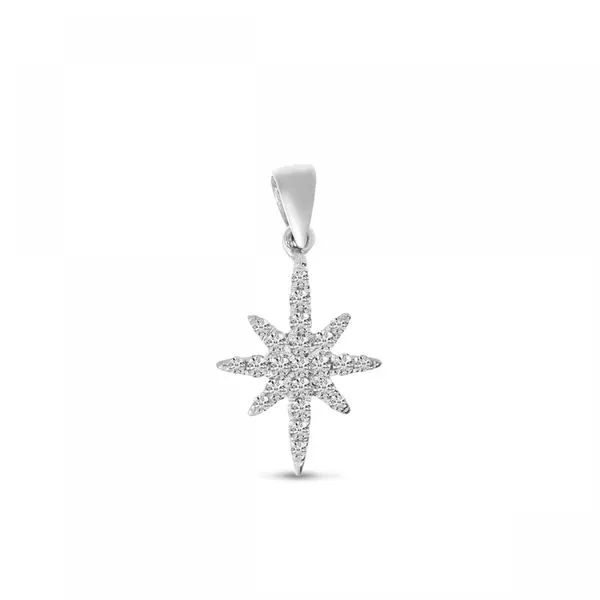 14K White Gold Small Diamond Starburst Pendant Ambassador Diamond Jewelers Tucson, AZ