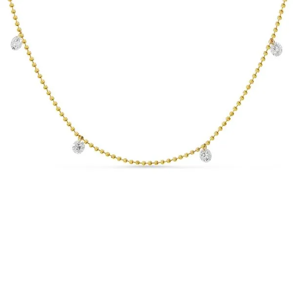 14K Yellow Gold 4 Diamond Dashing Diamond Bead Chain 18 inch Necklace Ambassador Diamond Jewelers Tucson, AZ