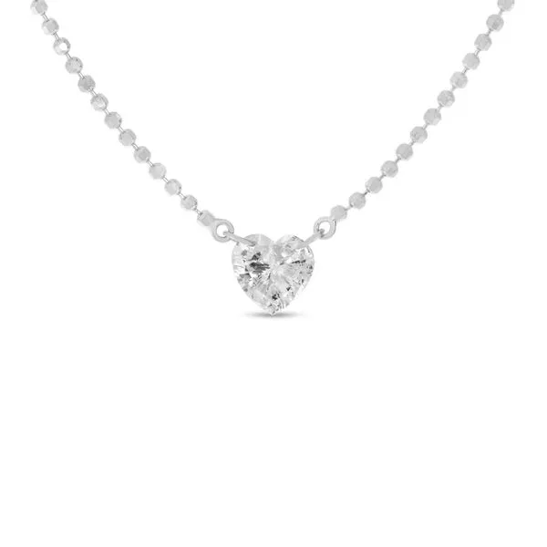 14K White Gold .30 ct Heart Dashing Diamond 18 in Bead Chain Necklace Rox Atlanta Jewelers Decatur, GA