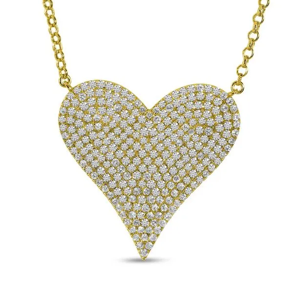 14K Yellow Gold Large Diamond Heart Necklace Ambassador Diamond Jewelers Tucson, AZ