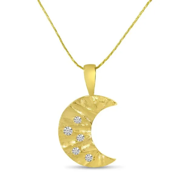 14K Yellow Gold Brushed Diamond Moon Pendant Clater Jewelers Louisville, KY