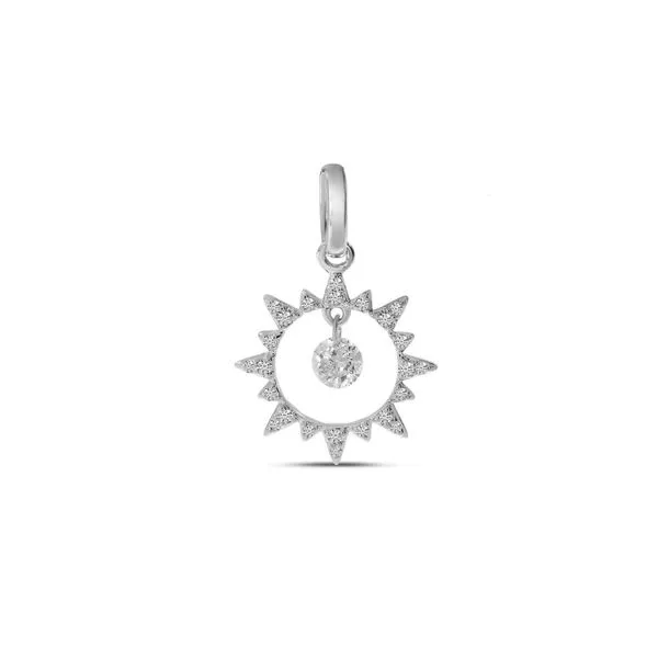 14K White Gold Dashing Diamonds Sun Pendant John Herold Jewelers Randolph, NJ