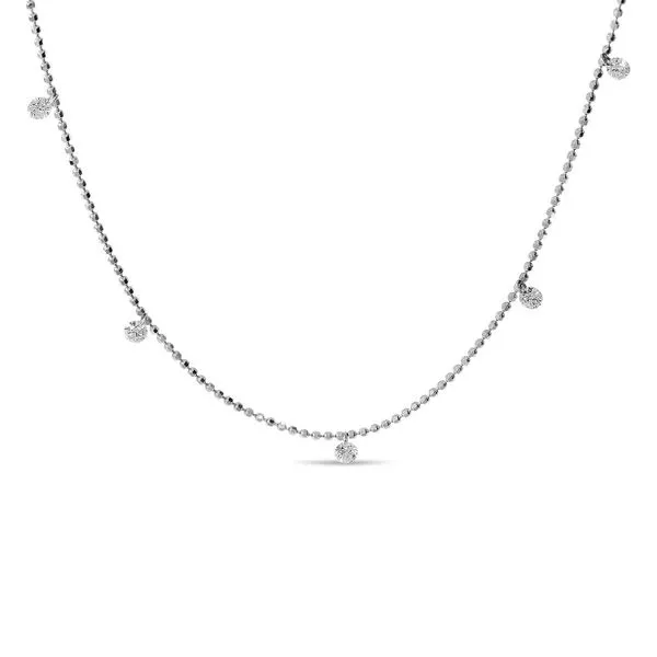 14K White Gold Five Diamond .25 ct Dashing Diamond 18 inch Bead Necklace Clater Jewelers Louisville, KY