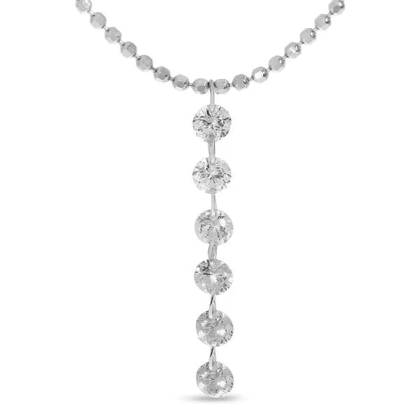 14K White Gold .30 ct Dashing Diamond Drop 18 inch Bead Chain Necklace Davidson Jewelers East Moline, IL