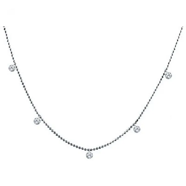 14K White Gold 5 Diamond .75 ct Dashing Diamond 18 inch Bead Chain Necklace Ambassador Diamond Jewelers Tucson, AZ