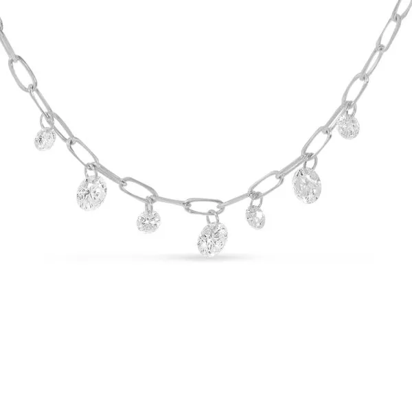 14K White Gold Dashing Diamond 7-Stone 18 inch Link Necklace Clater Jewelers Louisville, KY