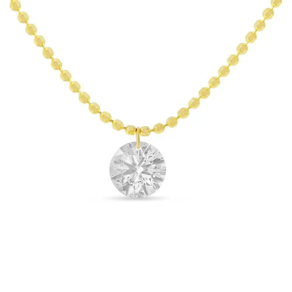 14K Yellow Gold Dashing Diamonds 0.50ct Single 18 inch Bead Chain Necklace Ambassador Diamond Jewelers Tucson, AZ