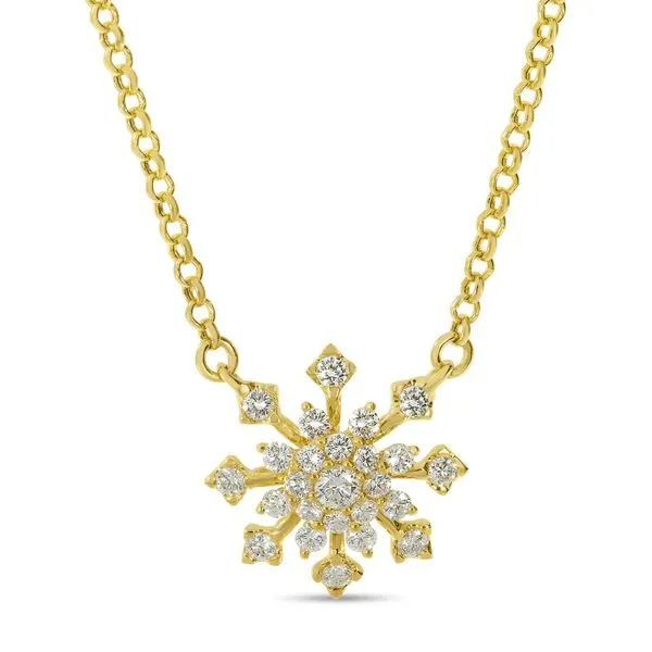 14K Yellow Gold Diamond Snowflake Necklace Ambassador Diamond Jewelers Tucson, AZ