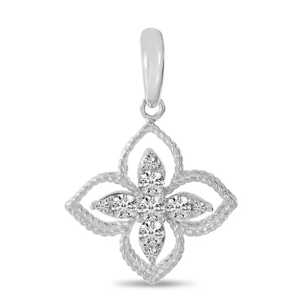 14K White Gold Diamond Floral Millgrain Pendant Ambassador Diamond Jewelers Tucson, AZ