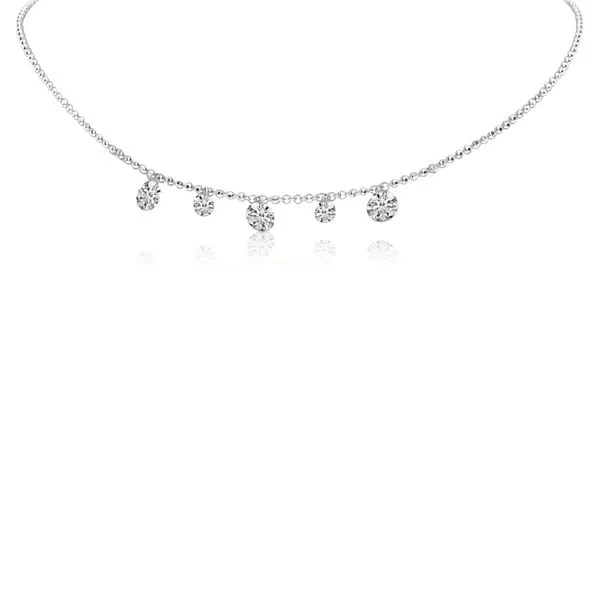 14K Yellow Gold Five Diamond 1.05 ct Dashing Diamond 18 inch Bead Chain Necklace Ambassador Diamond Jewelers Tucson, AZ