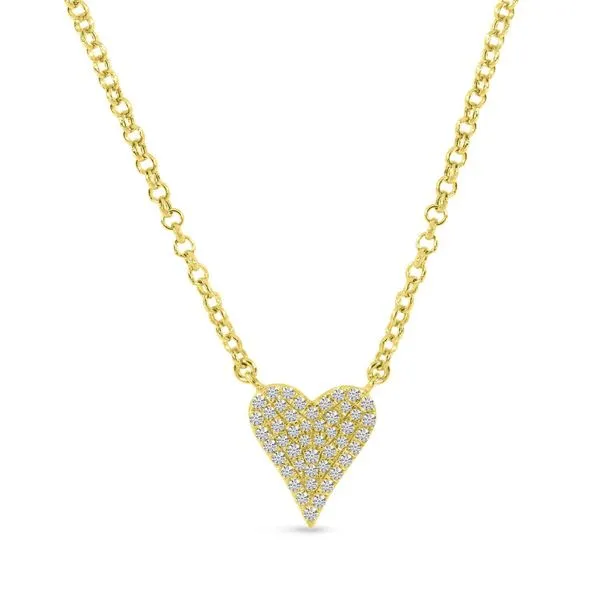 14K Yellow Gold Small Diamond Heart Necklace Ambassador Diamond Jewelers Tucson, AZ