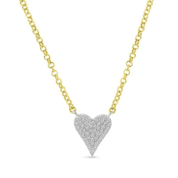 14K Two Tone Gold Small Diamond Heart Necklace Ambassador Diamond Jewelers Tucson, AZ