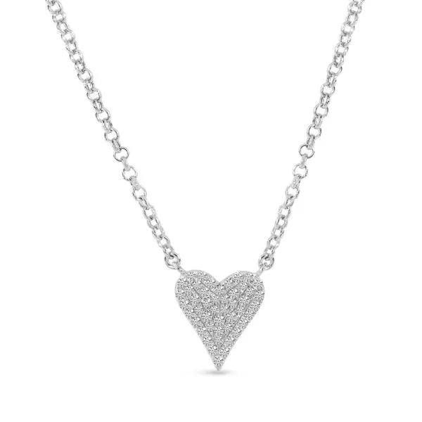 14K White Gold Small Diamond Heart Necklace Davidson Jewelers East Moline, IL