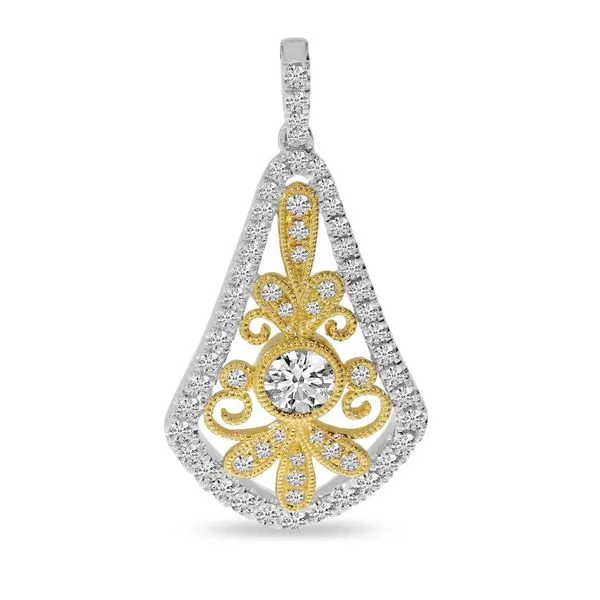 14K Two Tone Gold Diamond Millgrain Pendant Ambassador Diamond Jewelers Tucson, AZ