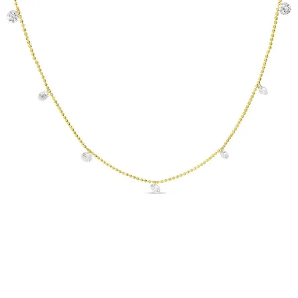 14K Yellow Gold 7 Diamond 1.05 ct Dashing Diamond 18 inch Bead Chain Necklace Dahlkemper's Jewelry Connection Erie, PA
